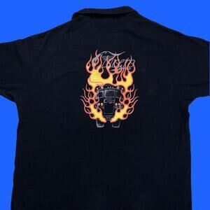 MIDNIGHT CRUISERS FLAMES HOT ROD POLO SHIRT CAR ROCKABILLY
